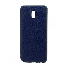 Чехол силиконовый с кожаной вставкой Leather Cover для Xiaomi Redmi 8A синий