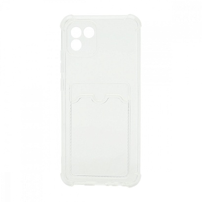 Чехол с кармашком противоударный для Samsung Galaxy A03 прозрачный (001)