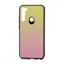 Чехол со стеклянной вставкой Gradient для Xiaomi Redmi Note 8 (001) желто-розовый