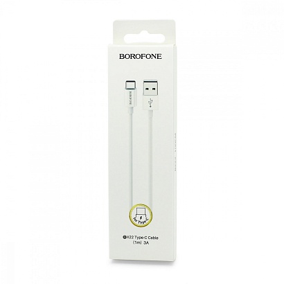 Кабель USB - Type-C Borofone BX22 "Bloom" (3А, 100см) белый