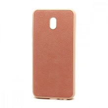 Чехол силиконовый с кожаной вставкой Leather Cover для Xiaomi Redmi 8A розовый