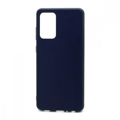 Чехол силиконовый с кожаной вставкой Leather Cover для Samsung Galaxy A72 синий