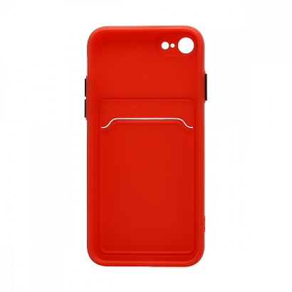 Чехол с кармашком и цветными кнопками для Apple iPhone 7/8/SE 2020 (010) красный