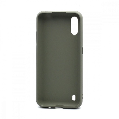 Чехол силиконовый с кожаной вставкой Leather Cover для Samsung Galaxy A01 серый