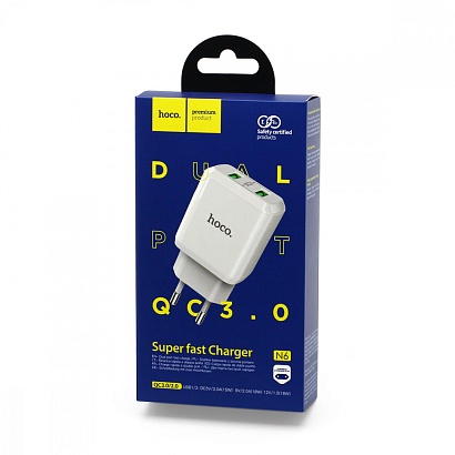 СЗУ с выходом USB Hoco N6 (3A/2USB/QC3.0/QC2.0) белое