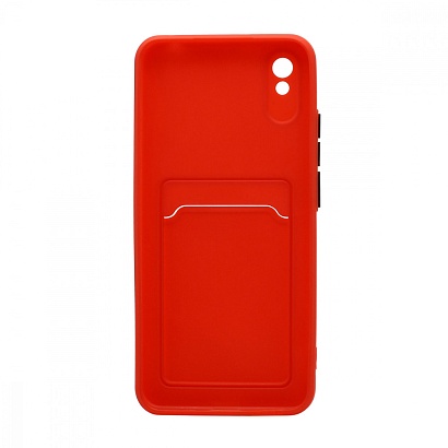 Чехол с кармашком и цветными кнопками для Xiaomi Redmi 9A (010) красный