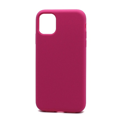 Чехол Silicone Case без лого для Apple iPhone 11/6.1 (полная защита) (054) темно розовый