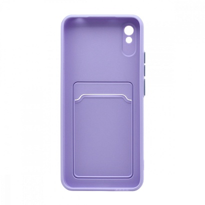 Чехол с кармашком и цветными кнопками для Xiaomi Redmi 9A (008) сиреневый