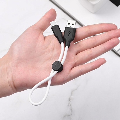 Кабель USB - Micro USB HOCO X21 "Plus Silicone" (2.4А, 25см) черно-белый