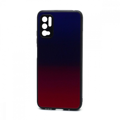 Чехол со стеклянной вставкой Gradient для Xiaomi Redmi Note 10T (005) сине-фиолетовый
