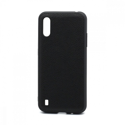 Чехол силиконовый с кожаной вставкой Leather Cover для Samsung Galaxy A01 черный