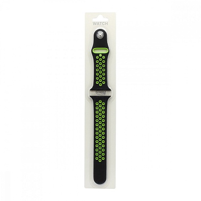 Спортивный ремешoк для часов Apple Watch Sport 42/44мм черно-желтый (002) (L)