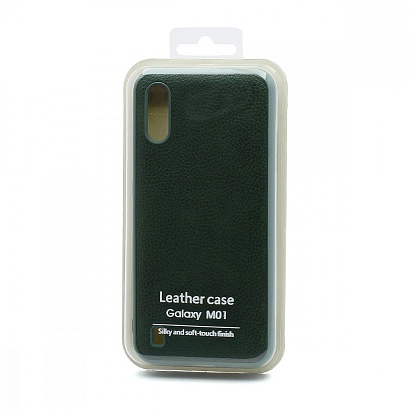 Чехол силиконовый с кожаной вставкой Leather Cover для Samsung Galaxy M01 зеленый