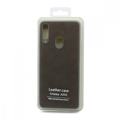 Чехол силиконовый с кожаной вставкой Leather Cover для Samsung Galaxy A20S серый