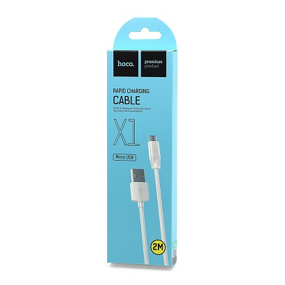 Кабель USB - Micro USB HOCO X1 "Rapid" (2А, 200см) белый