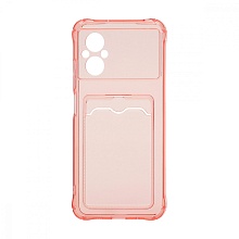 Чехол с кармашком для Xiaomi Poco M4 5G/M5 4G прозрачный (006) розовый