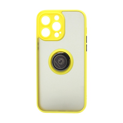 Чехол Shockproof Ring для Apple iPhone 14 Pro Max/6.7 (001) желто-черный