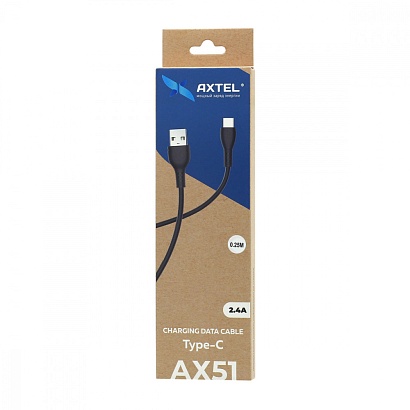 Кабель USB - Type-C Axtel AX51 (25см) черный