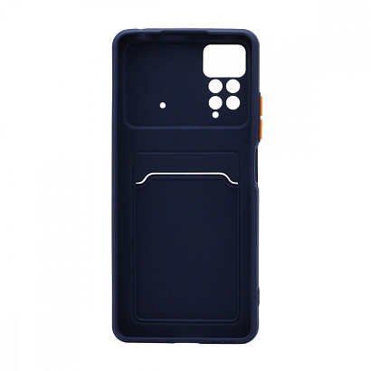 Чехол с кармашком и цветными кнопками для Xiaomi Redmi Note 11 Pro (001) темно синий