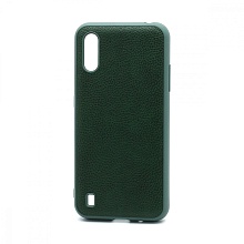 Чехол силиконовый с кожаной вставкой Leather Cover для Samsung Galaxy A01 зеленый