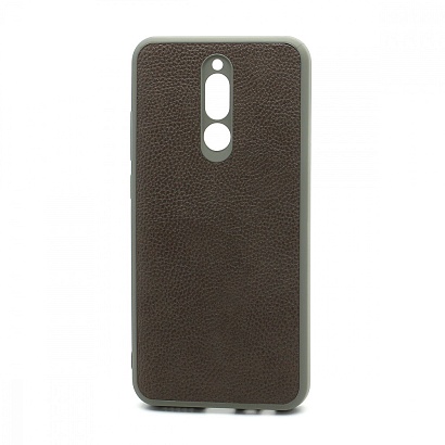 Чехол силиконовый с кожаной вставкой Leather Cover для Xiaomi Redmi 8 серый
