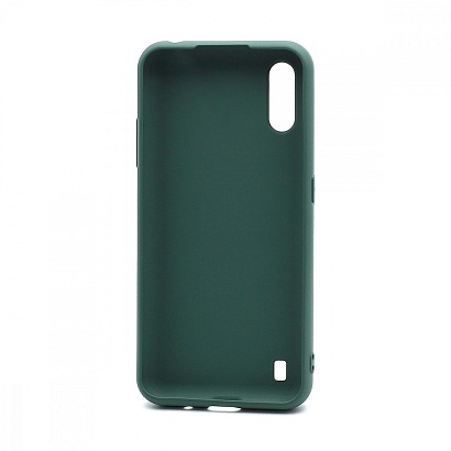Чехол силиконовый с кожаной вставкой Leather Cover для Samsung Galaxy A01 зеленый