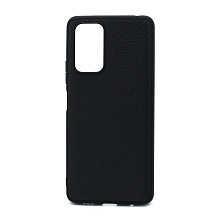 Чехол силиконовый с кожаной вставкой Leather Cover для Xiaomi Redmi Note 10 Pro черный