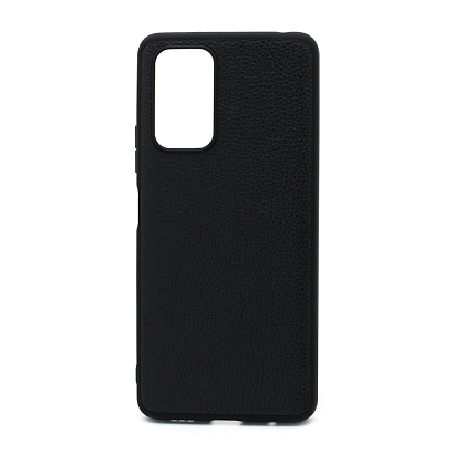 Чехол силиконовый с кожаной вставкой Leather Cover для Xiaomi Redmi Note 10 Pro черный