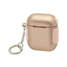 Чехол для наушников AirPods 1/2 матовый противоударный золотой