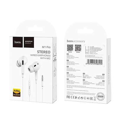 Наушники с микрофоном HOCO M-1 Pro (3.5 mm jack) белые